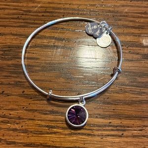 Alex and Ani silver bracelet with purple stone